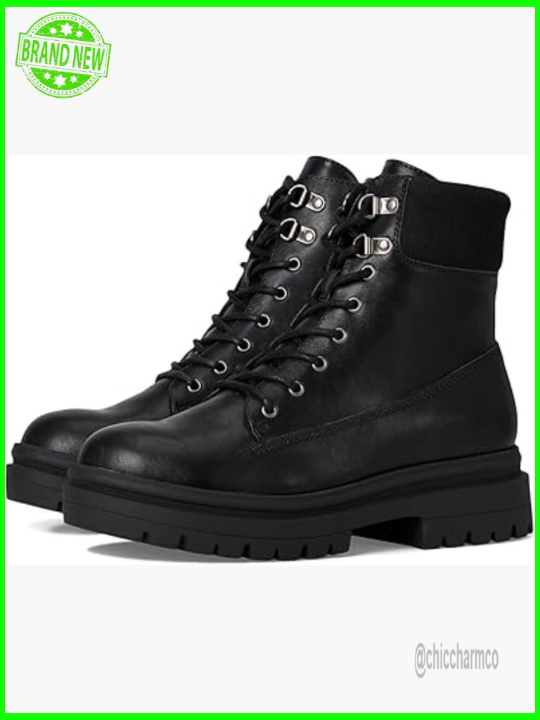 Mid-Calf Lug Sole Combat Boot With Buckle Detail